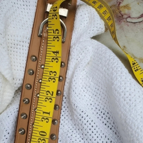 French Connection Vintage Nailhead Wide Leather Belt M/‎ L - Picture 10 of 14